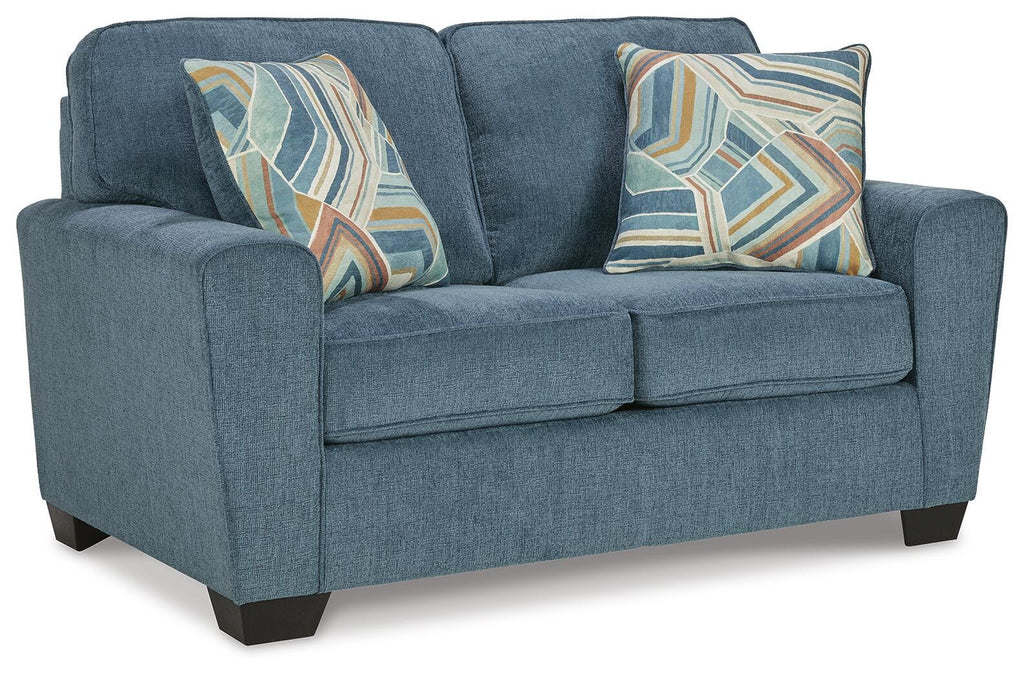 Ashley Cashton Loveseat Contemporary Chunky Silhouette Upholstery Blue