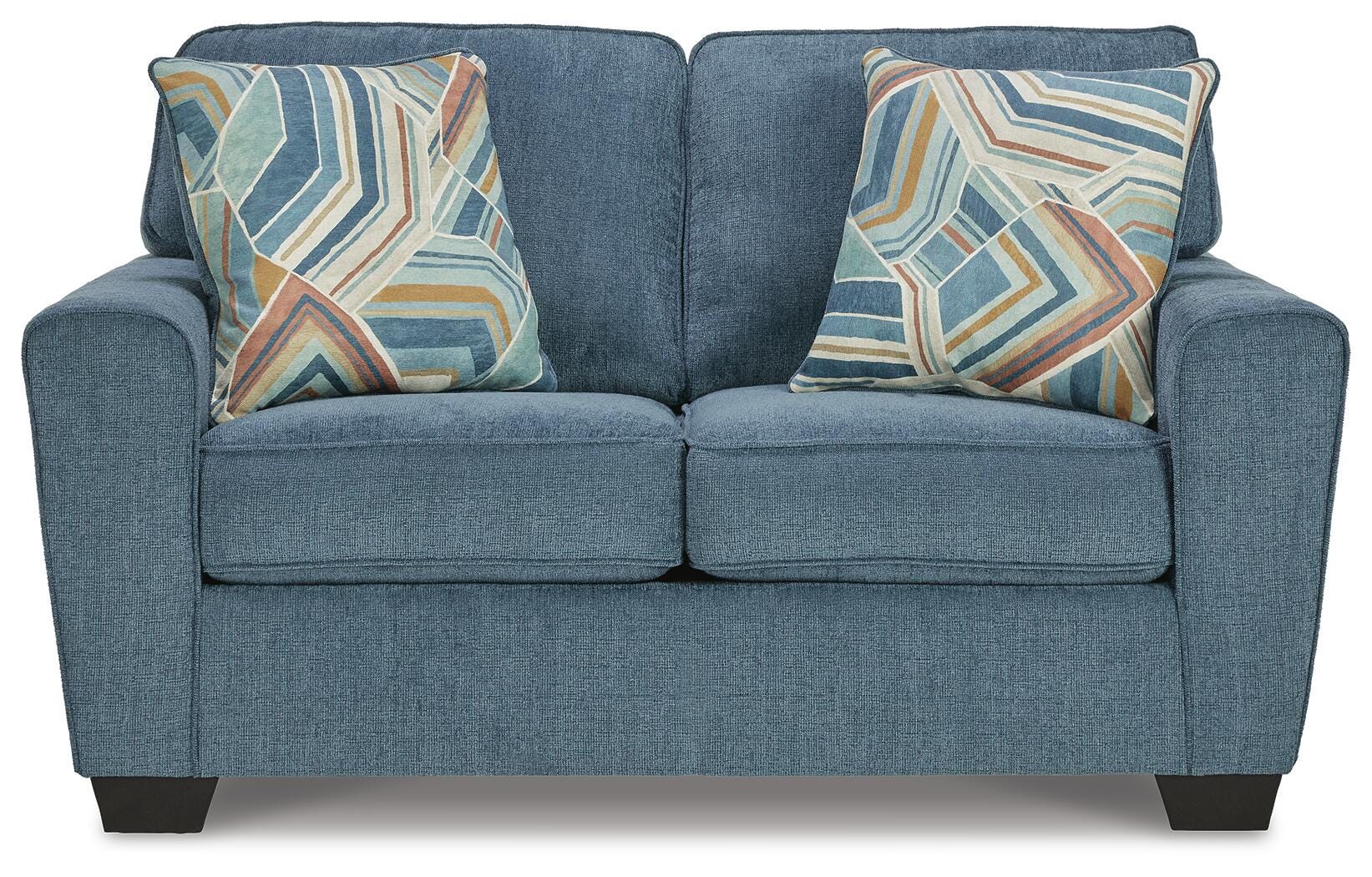 Ashley Cashton Loveseat Contemporary Chunky Silhouette Upholstery Blue