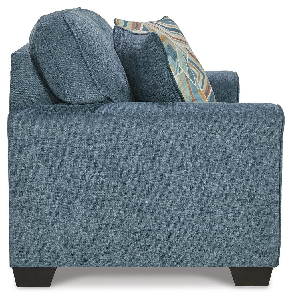 Ashley Cashton Loveseat Contemporary Chunky Silhouette Upholstery Blue