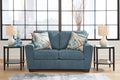 Ashley Cashton Loveseat Contemporary Chunky Silhouette Upholstery Blue