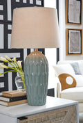Ashley Hadbury Table Lamp Set of 2 Pale Blue/Teal